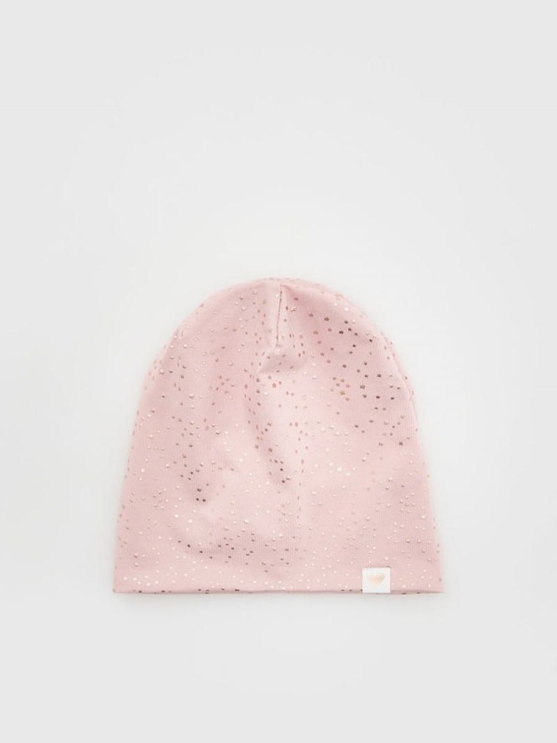 Pink Reserved Patch Girls\' Beanie | IEFP-05394