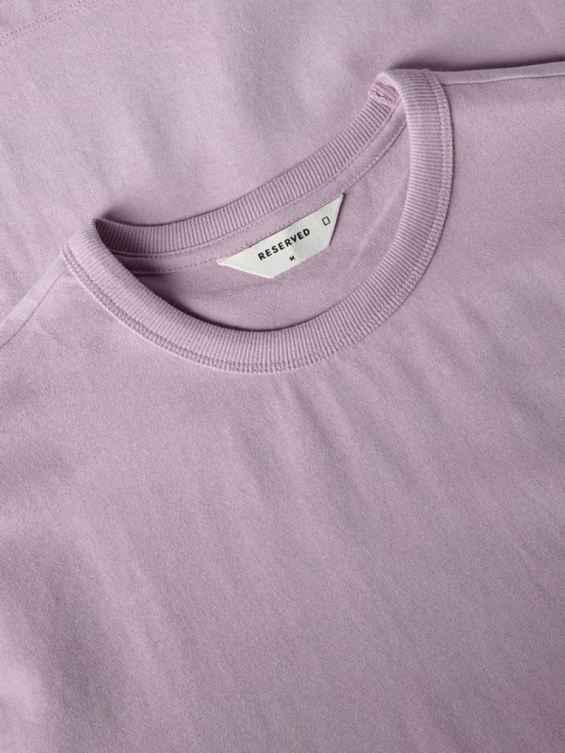 Pink Reserved Plain Boxy Men's T-shirts | EAOT-28549