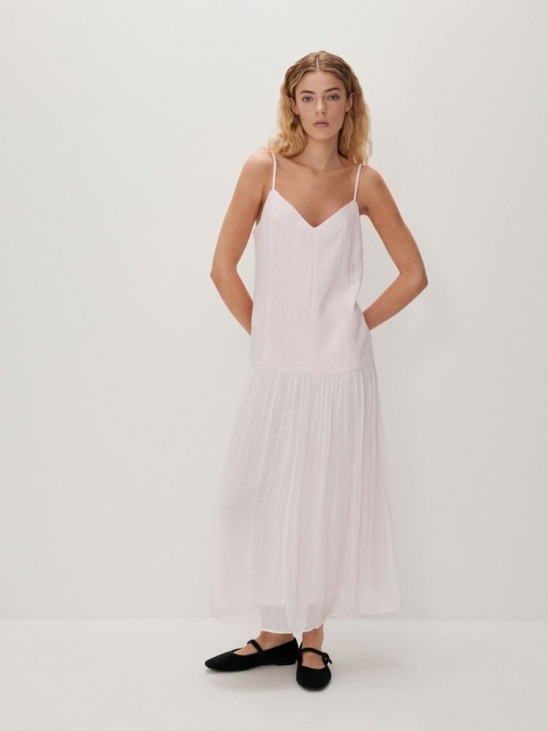 Pink Reserved Pleated Women's Dress | YPCS-50173