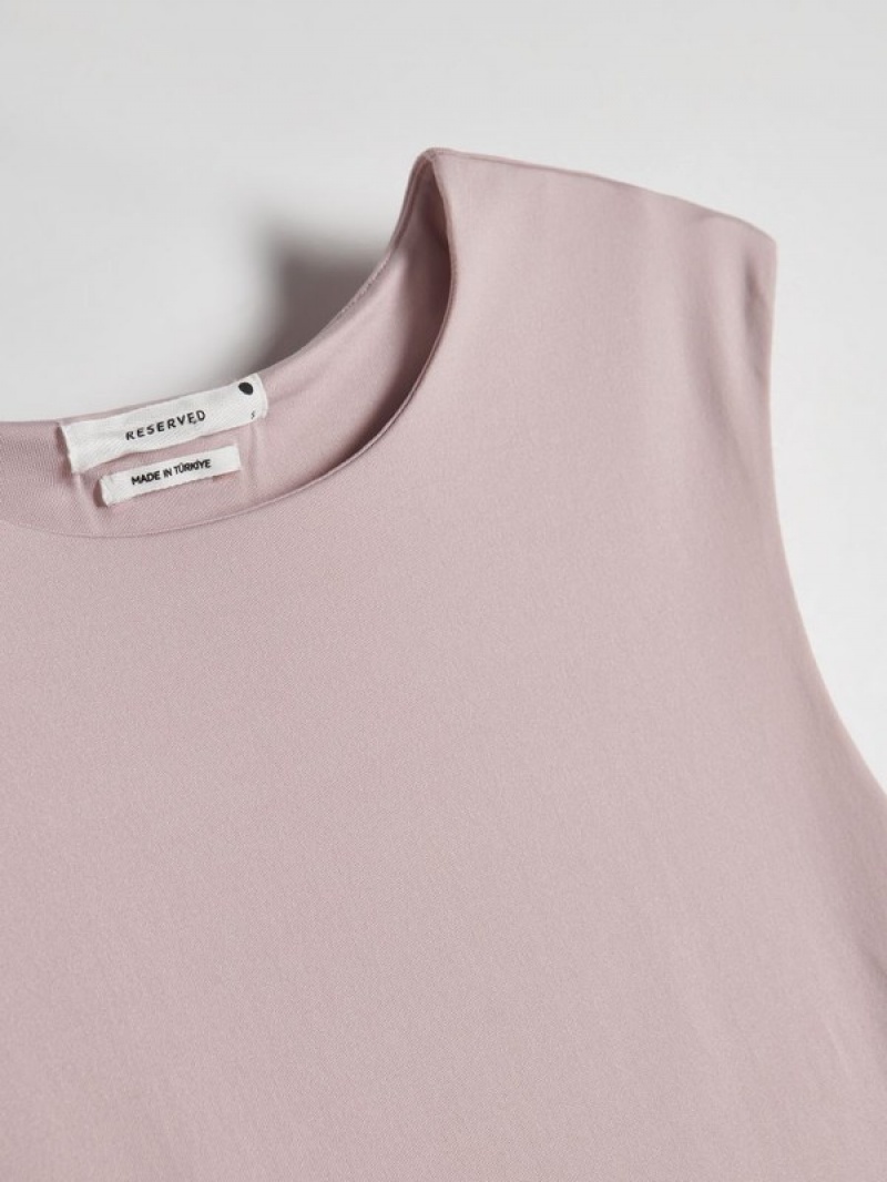 Pink Reserved Rib Knit Jersey Body Women's T-shirts | QZRM-98731