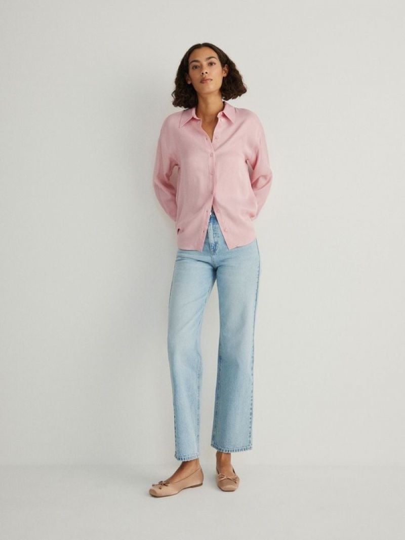 Pink Reserved Viscose Women's Shirts | AVRJ-30458