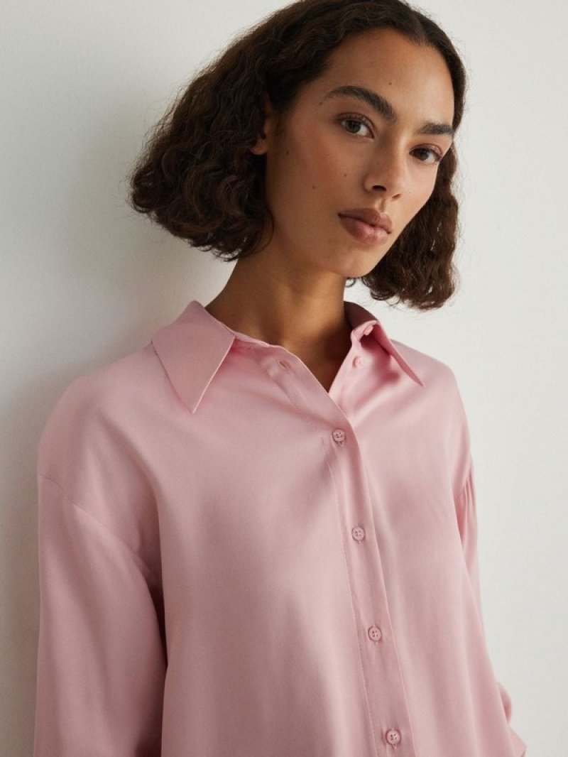 Pink Reserved Viscose Women's Shirts | AVRJ-30458