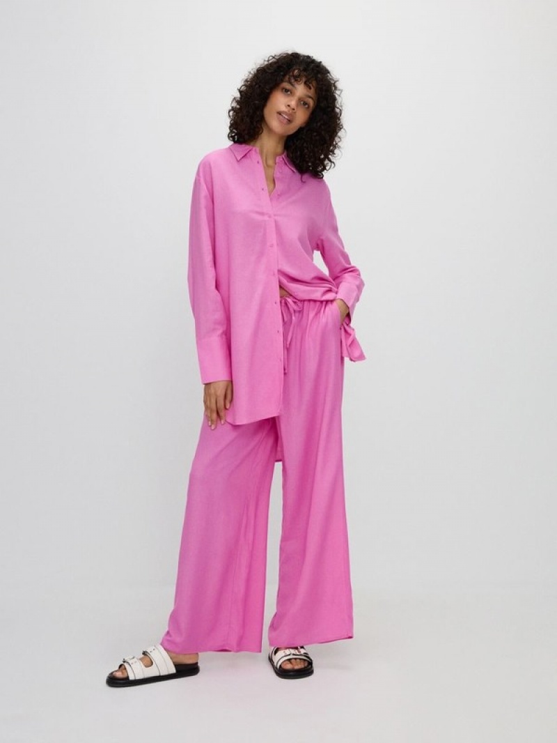 Pink Reserved Wide Legviscose Blend Women's Trousers | KLJT-02531