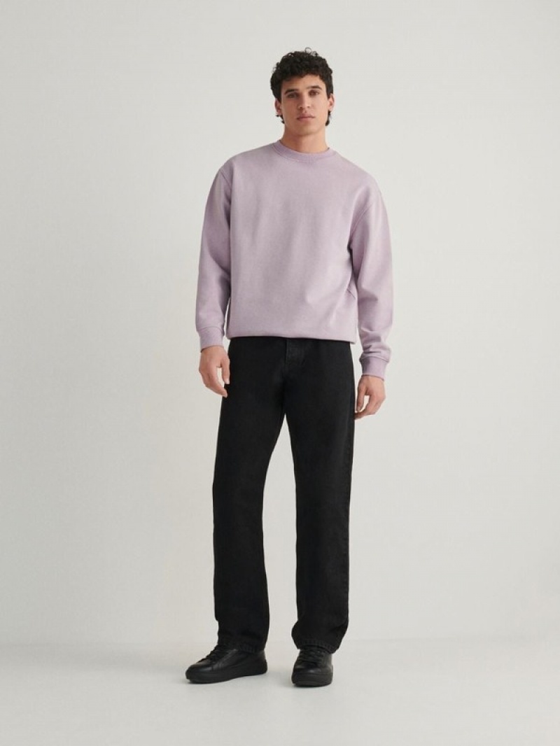 Purple Reserved Sweatwash Effect Men's Sweatshirts | YWQS-08519