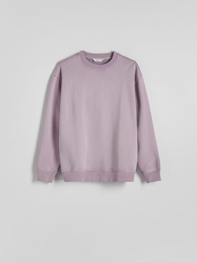 Purple Reserved Sweatwash Effect Men's Sweatshirts | YWQS-08519