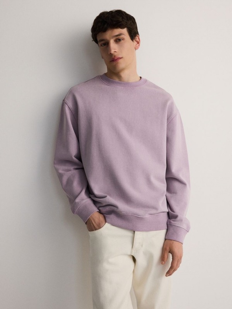 Purple Reserved Sweatwash Effect Men's Sweatshirts | KHQD-65023