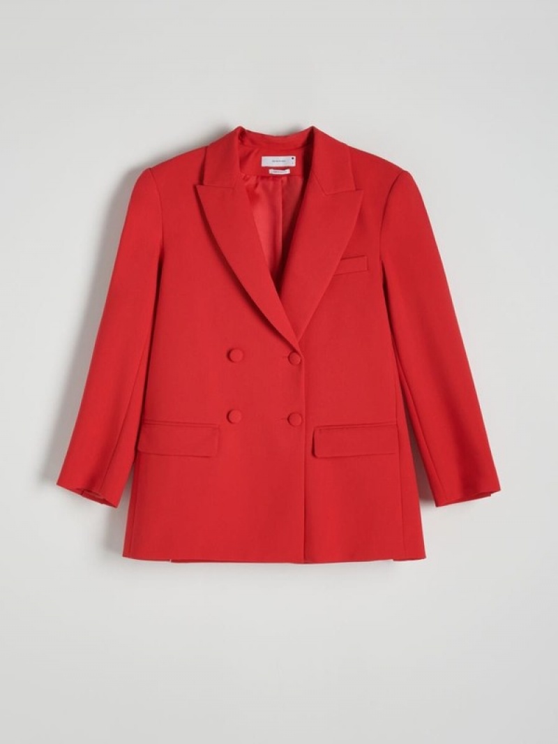 Red Reserved Double-breasted Women's Blazers | KNRQ-98423