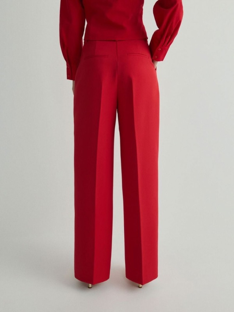 Red Reserved Pressed Crease Viscose Blend Women's Trousers | ZHNR-53874