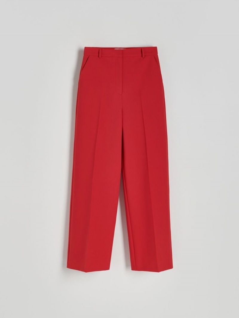 Red Reserved Pressed Crease Viscose Blend Women's Trousers | ZHNR-53874