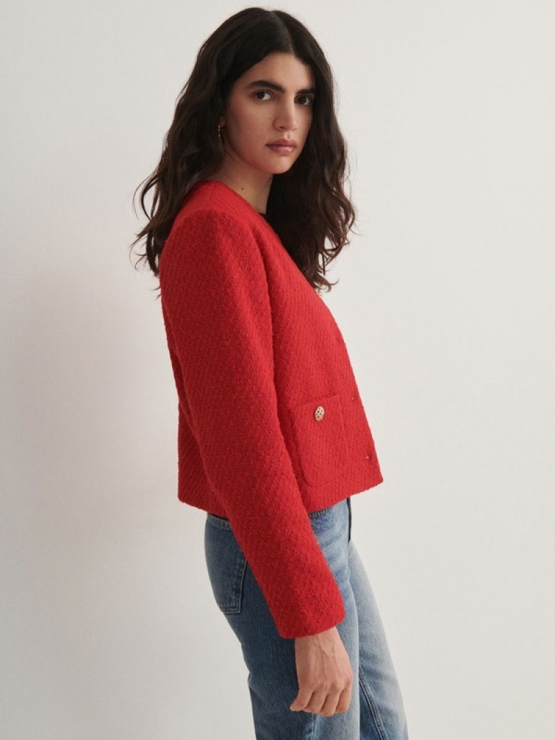 Red Reserved Tweed Women's Blazers | UDHC-94530