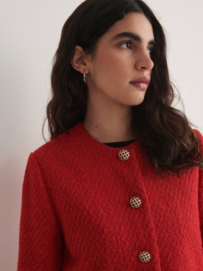 Red Reserved Tweed Women's Blazers | UDHC-94530