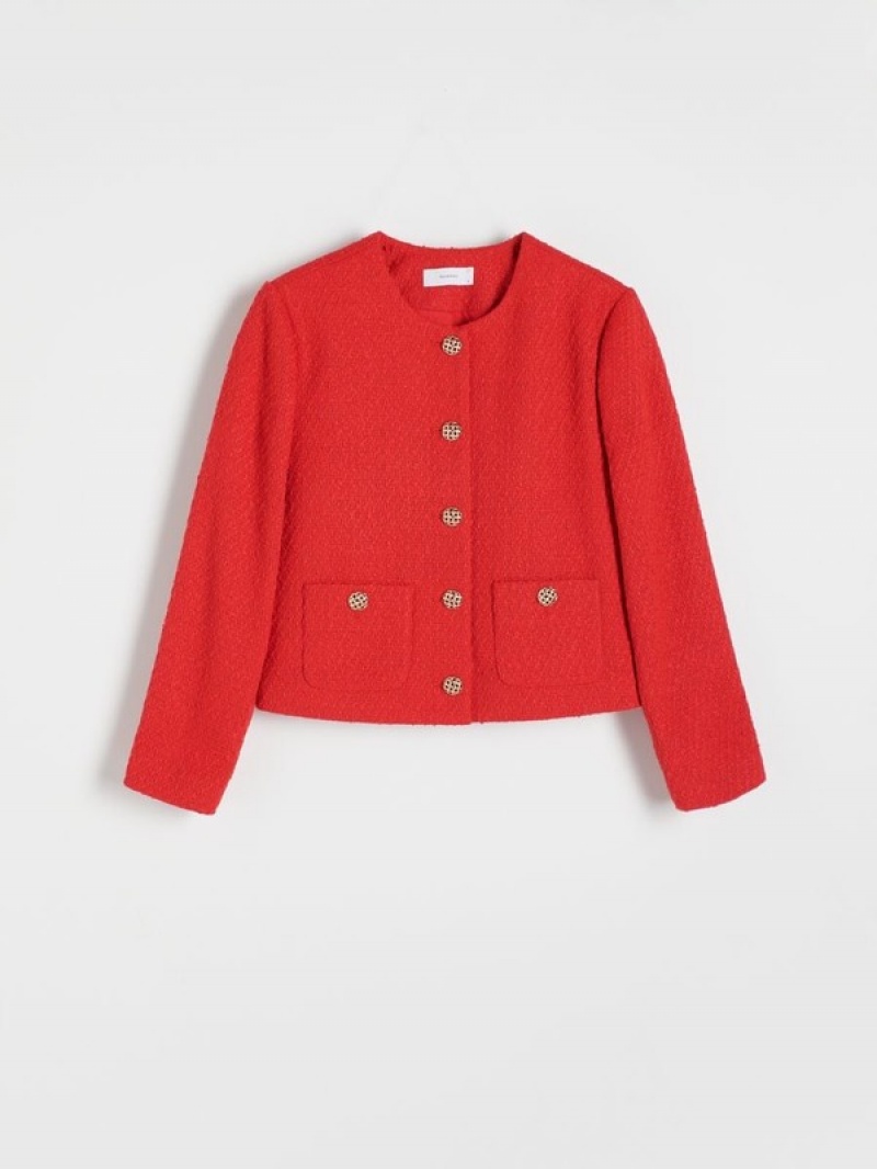 Red Reserved Tweed Women's Blazers | UDHC-94530