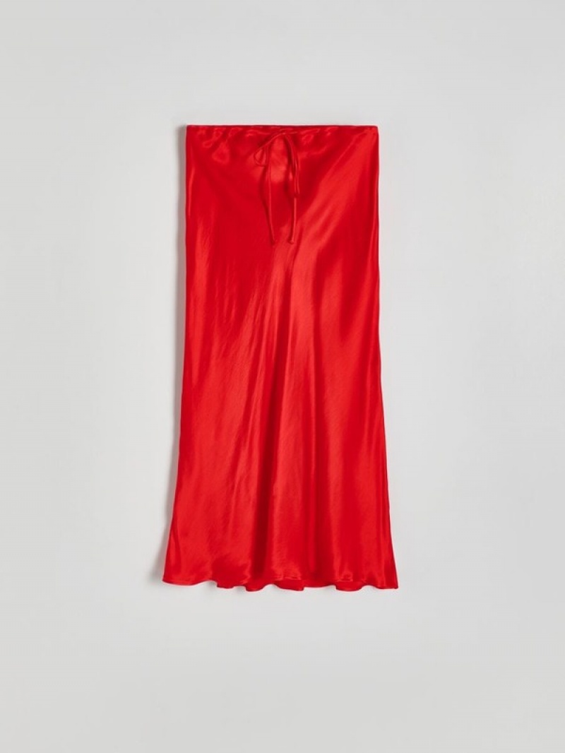 Red Reserved Viscose Midi Women's Skirts | RTYN-70863