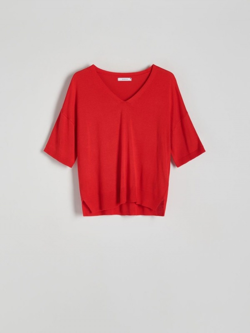 Red Reserved Viscose Rich Top Women's Sweaters | YMQR-29801