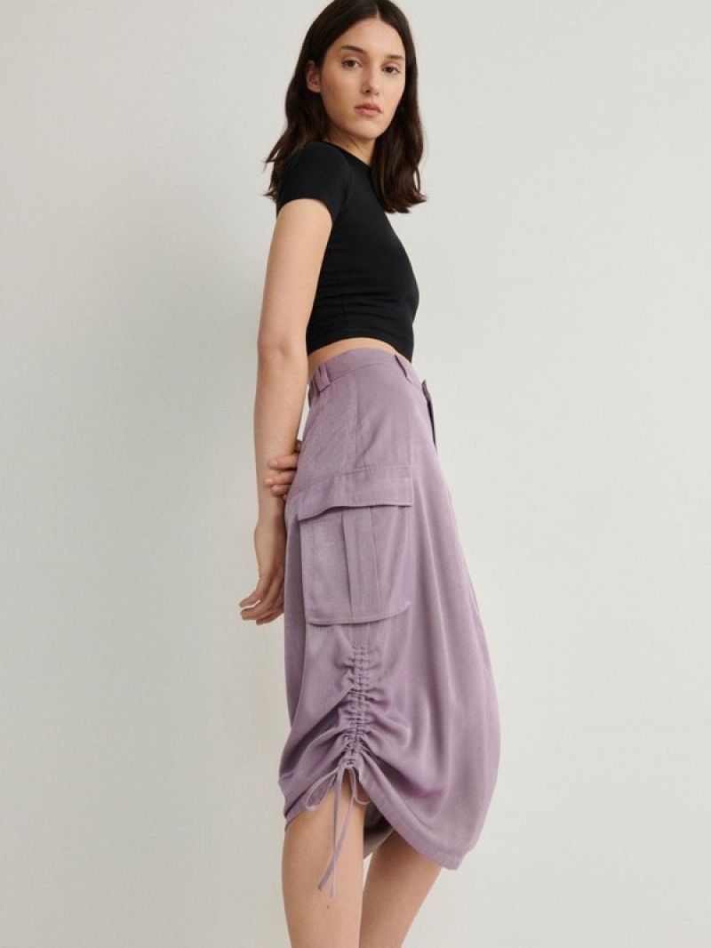 Rose Reserved Cargo Style Satin Women's Skirts | VDOT-57819