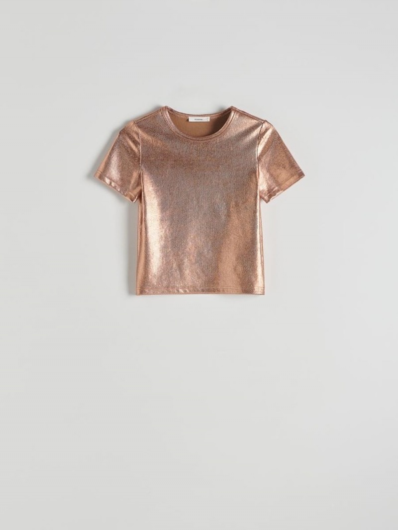 Rose Reserved Metallic Shine Women's Shirts | WQAT-40673