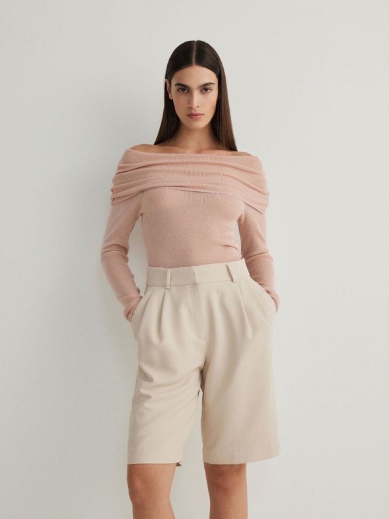 Rose Reserved Off Shoulder Women's Sweaters | QXTU-71693