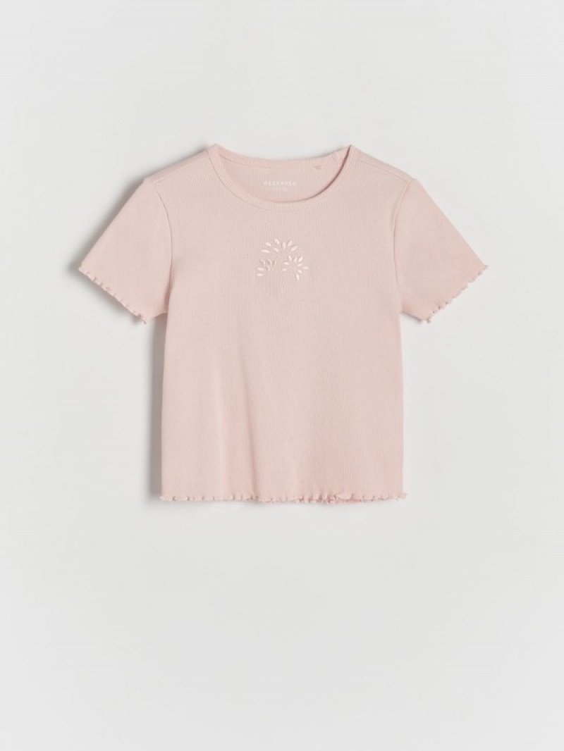 Rose Reserved T-embroidery Detailing Girls' T-shirts | UNEX-85461