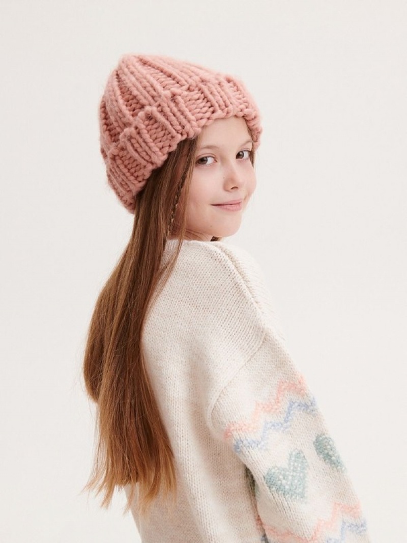 Rose Reserved Thick Weave Girls' Beanie | QHPB-81453