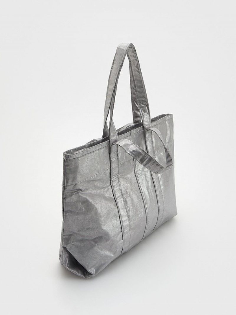 Silver Reserved Buckles Women's Bags | QLMI-43215