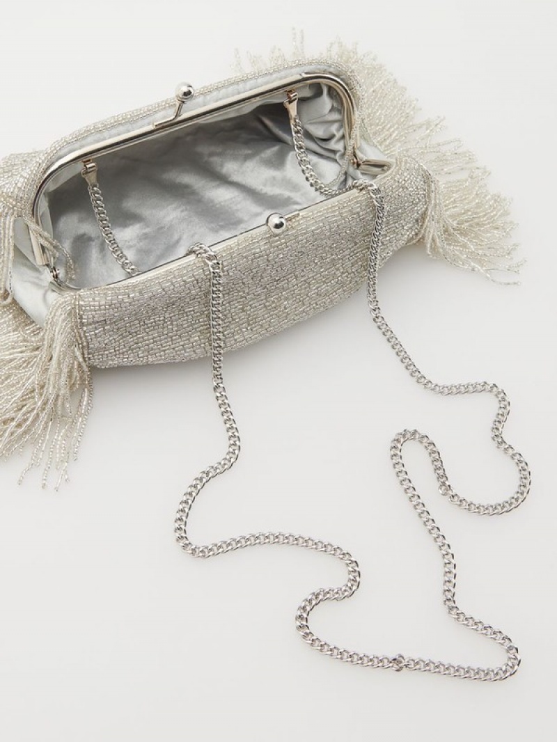 Silver Reserved Decorative Beads Women's Bags | QBRT-27631