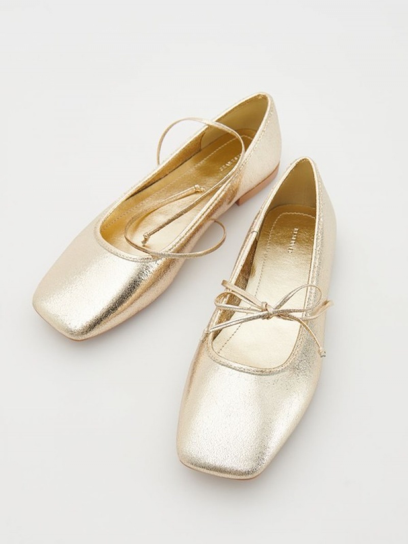 Silver Reserved Leather Ballerinas Women's Loafers | LDYM-53281