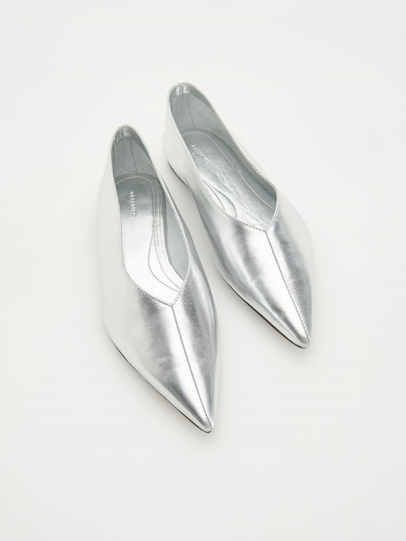 Silver Reserved Silver Ballerinas Women's Loafers | NKIQ-17023