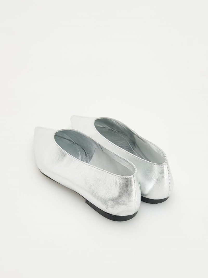 Silver Reserved Silver Ballerinas Women's Loafers | NKIQ-17023