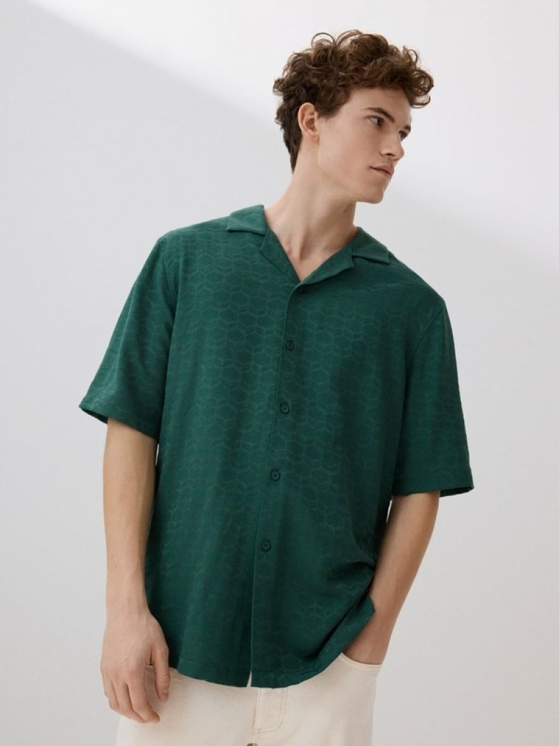 Turquoise / Green Reserved Boxy Men's Shirts | YAOZ-82671