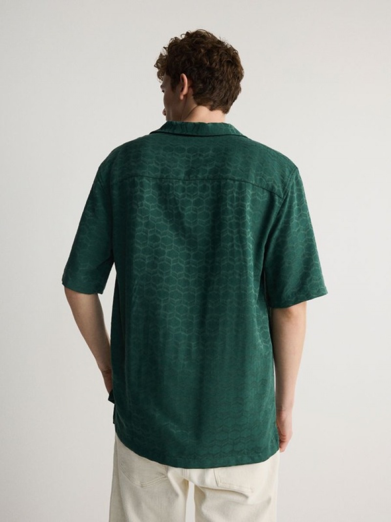 Turquoise / Green Reserved Boxy Men's Shirts | YAOZ-82671