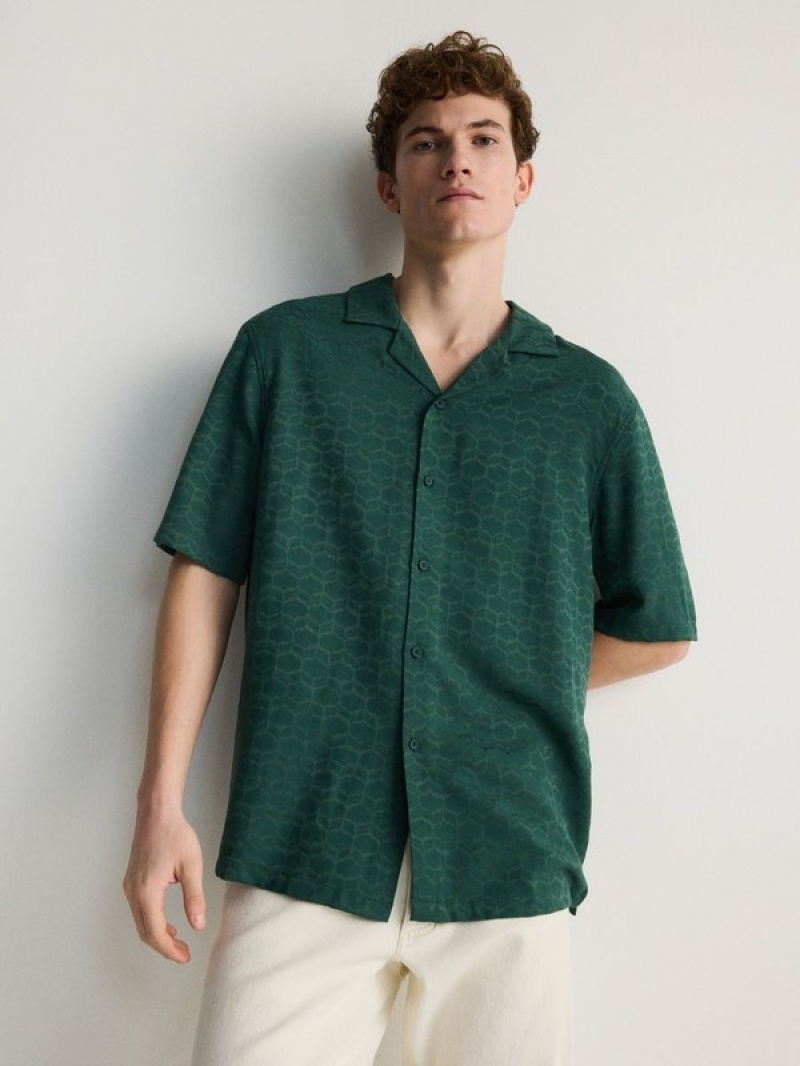 Turquoise / Green Reserved Boxy Men's Shirts | YAOZ-82671