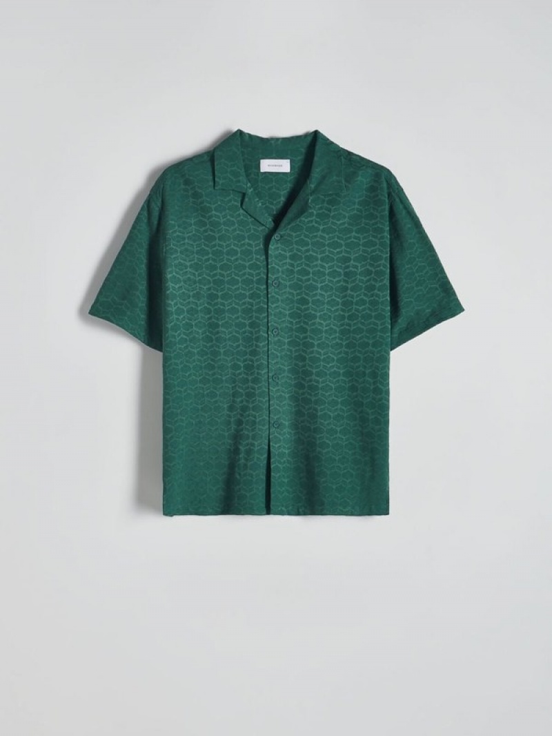 Turquoise / Green Reserved Boxy Men's Shirts | YAOZ-82671