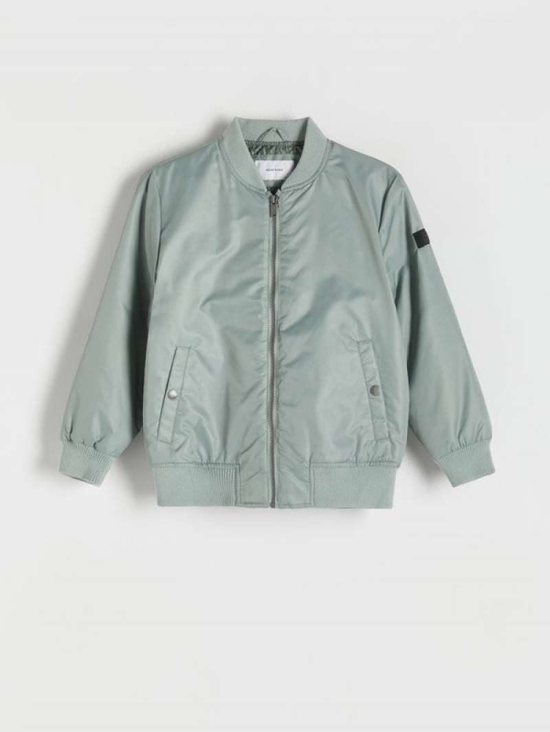 Turquoise / Green Reserved Oversized Bomber Boys' Jackets | JPYI-69471