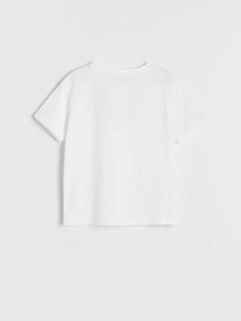 White Reserved Basic Cotton Boys' T-shirts | ZDLV-20986