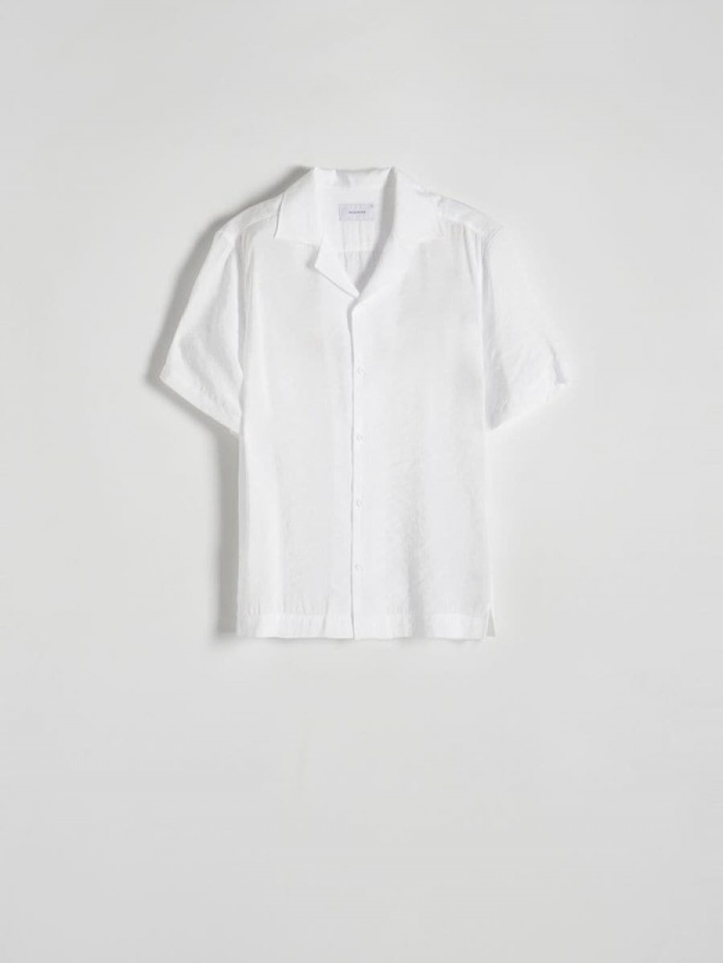 White Reserved Boxy Men's Shirts | TWQX-28746