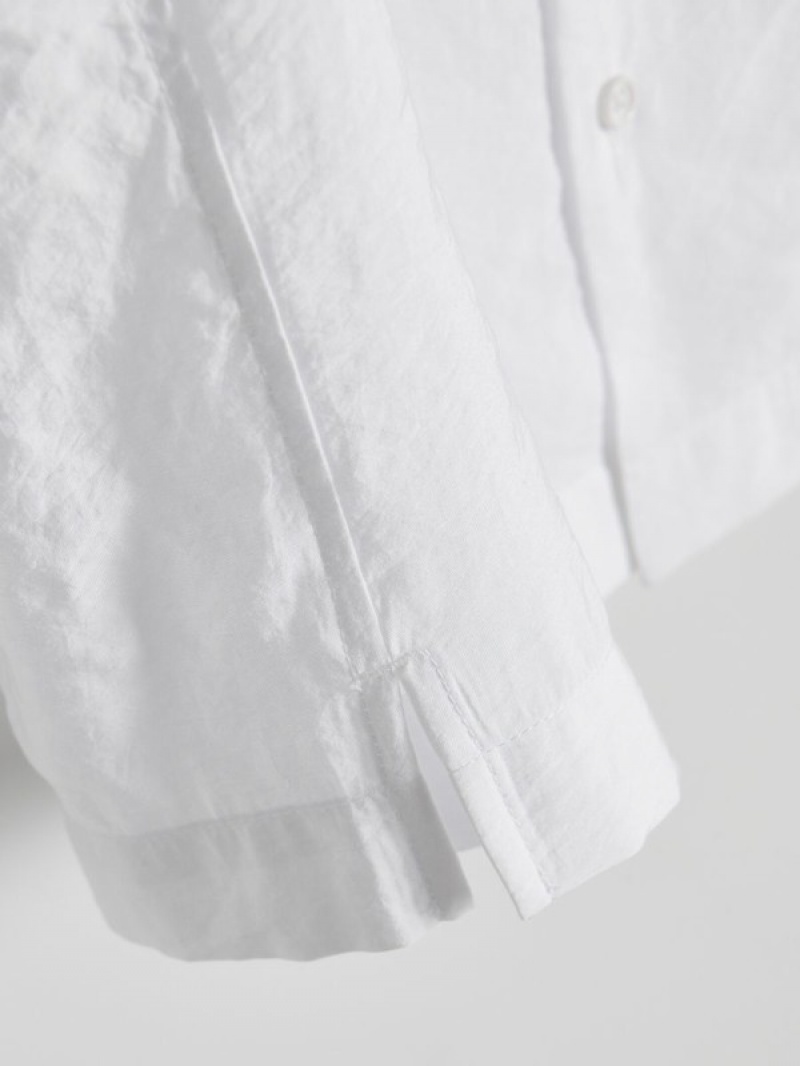 White Reserved Boxy Men's Shirts | TWQX-28746