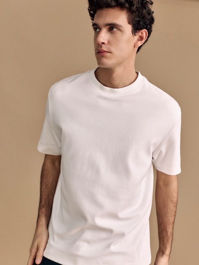 White Reserved Boxy Men's T-shirts | SCPO-17409