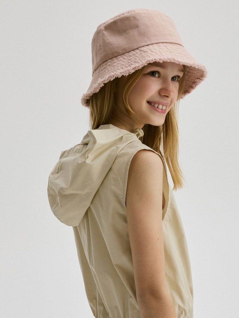 White Reserved Bucket Girls' Hats | IRXM-10758