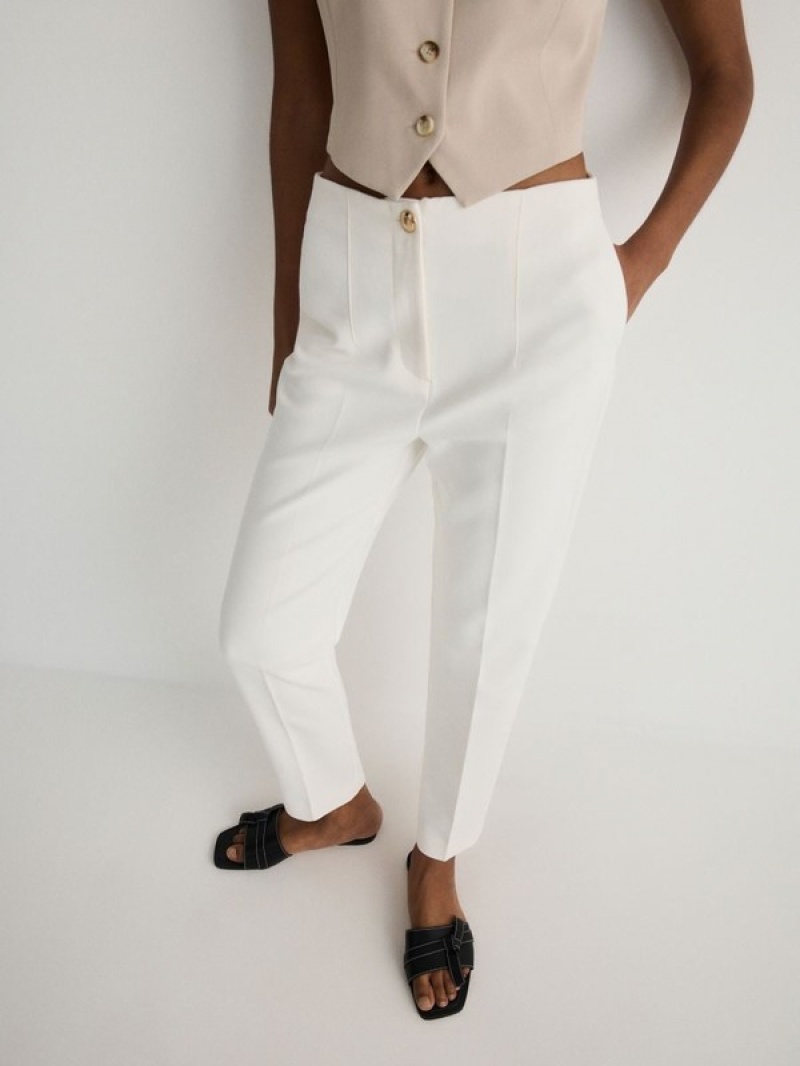 White Reserved Cargo Women's Trousers | VLQY-03627