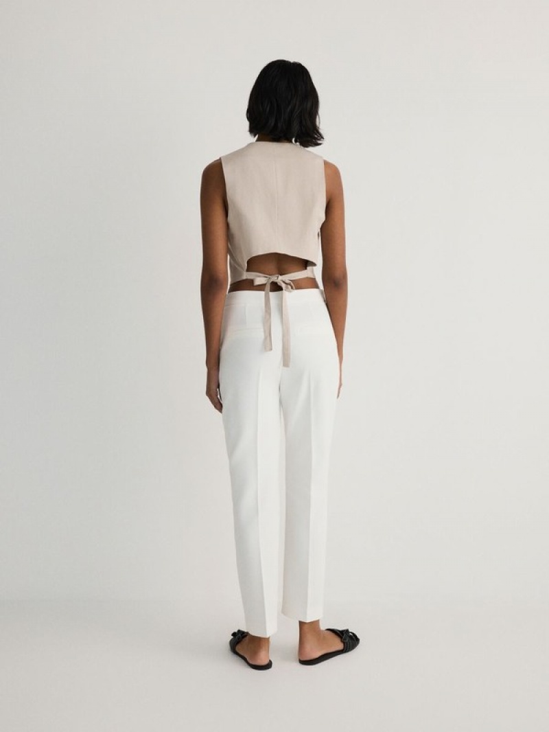 White Reserved Cargo Women's Trousers | VLQY-03627