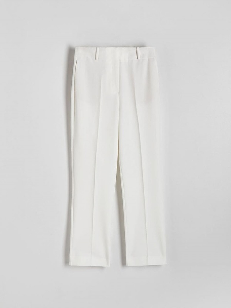 White Reserved Cigaretteviscose Blend Women's Trousers | VOZU-82760