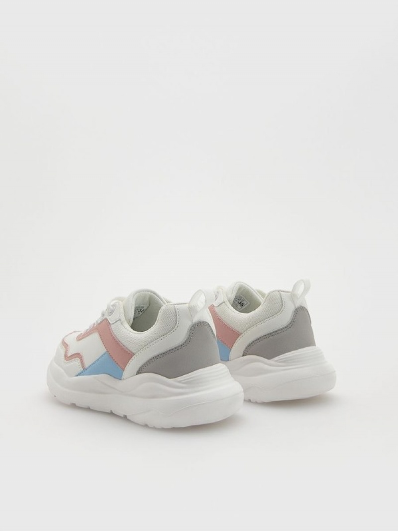 White Reserved Combined Materials Girls' Shoes | VTNJ-41709