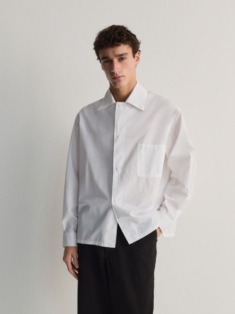 White Reserved Comfort Fit Men's Shirts | XSVR-60827