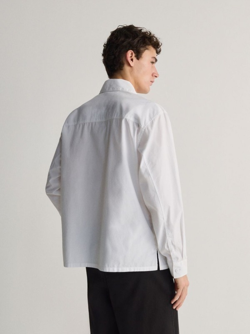 White Reserved Comfort Fit Men's Shirts | XSVR-60827