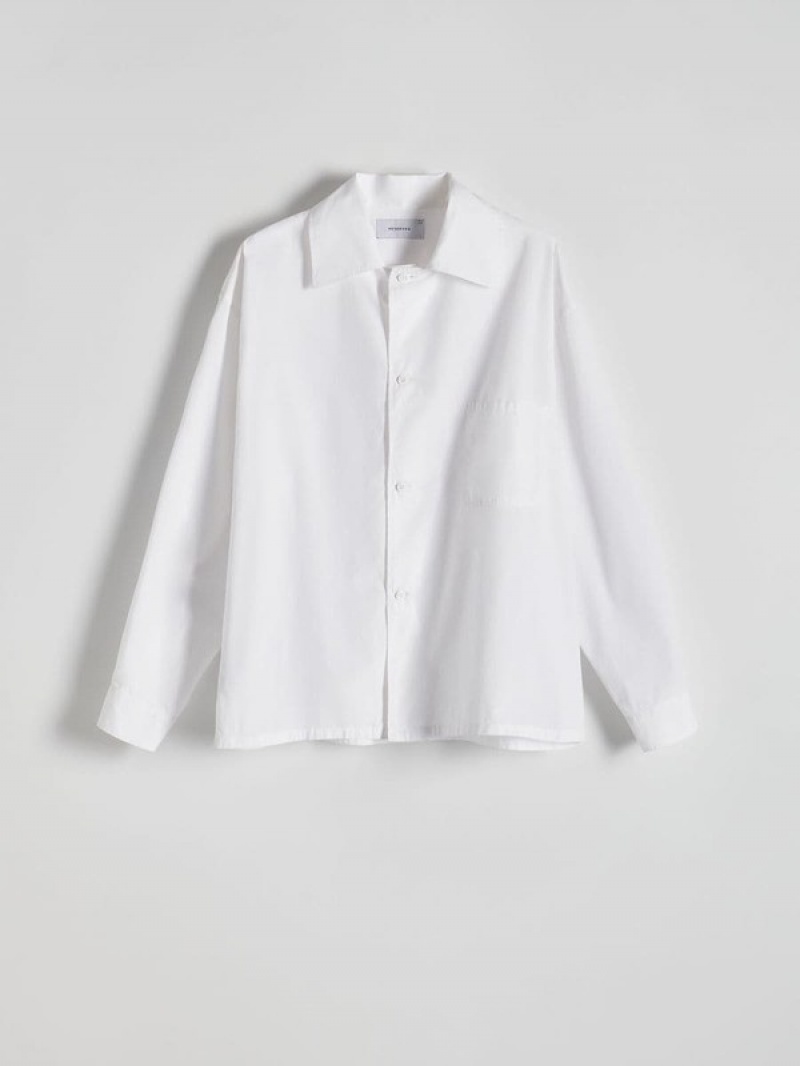 White Reserved Comfort Fit Men's Shirts | XSVR-60827