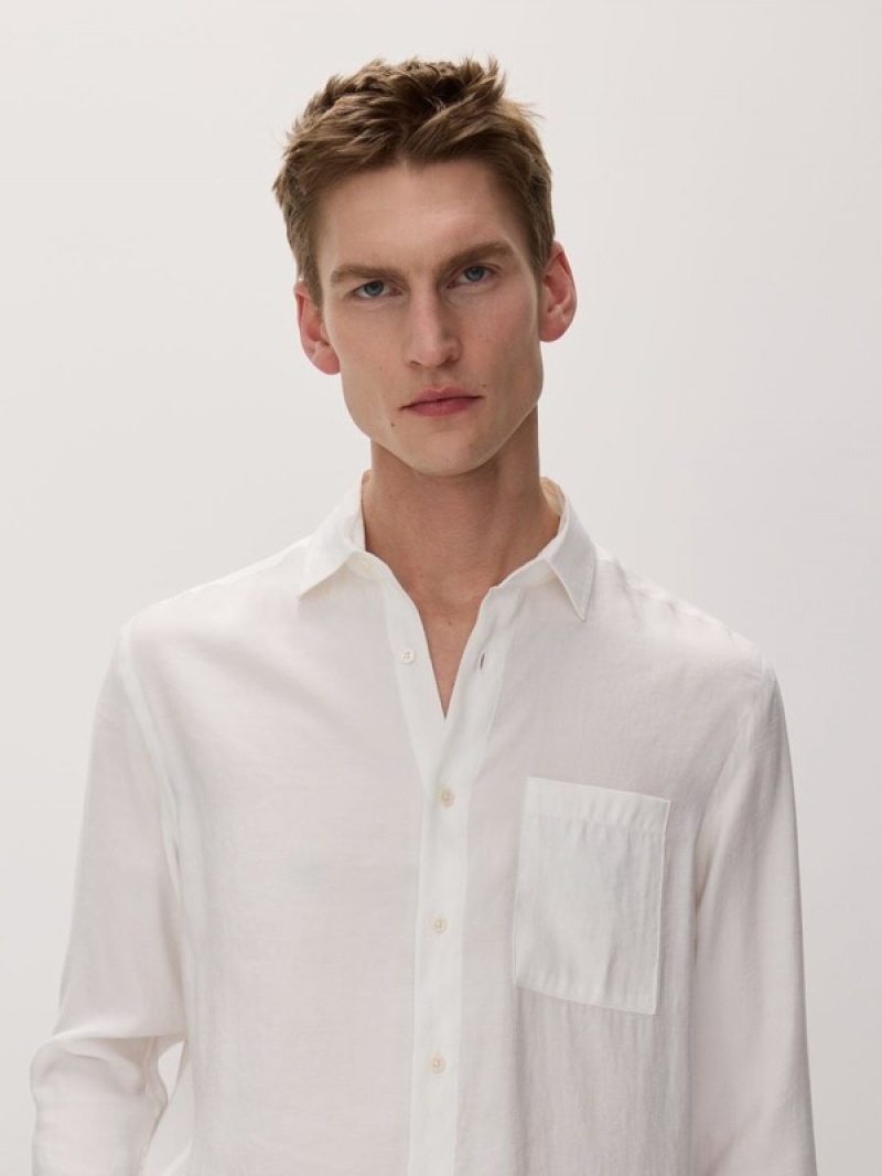 White Reserved Comfort Fit Men's Shirts | MPHT-07613