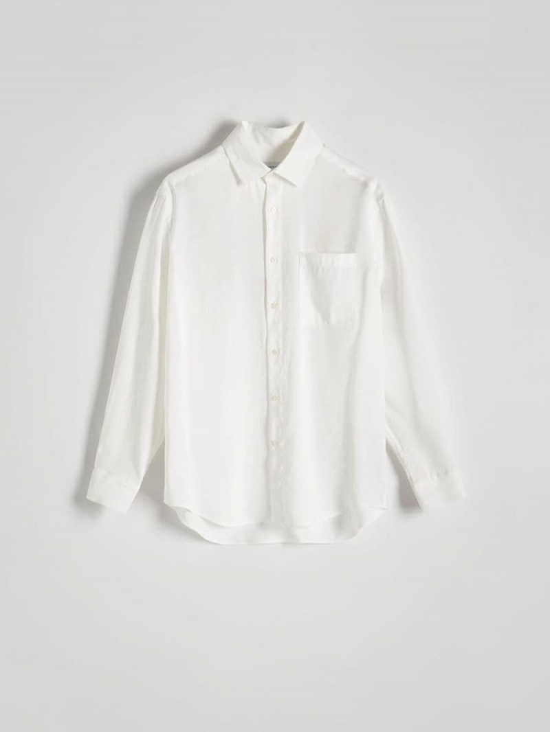 White Reserved Comfort Fit Men's Shirts | MPHT-07613