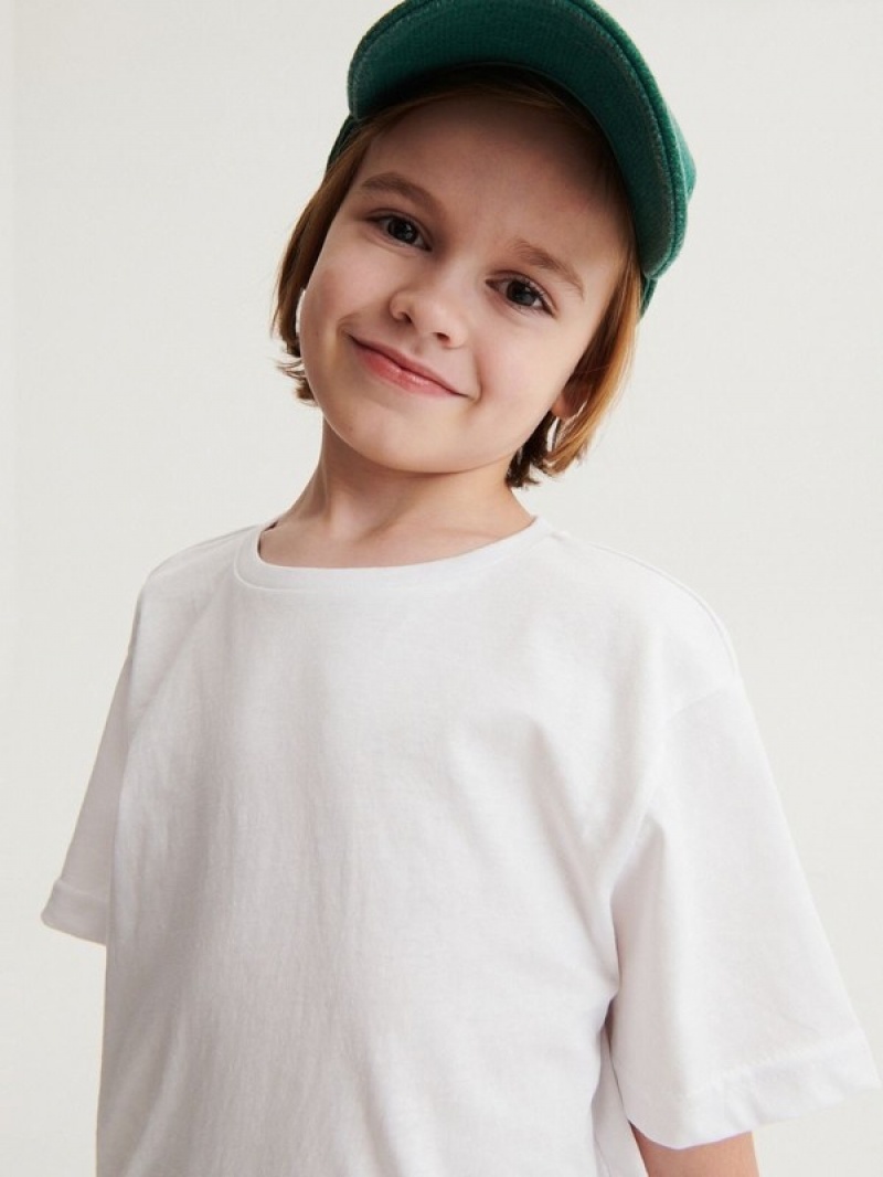 White Reserved Cotton Boys' T-shirts | POMI-93057