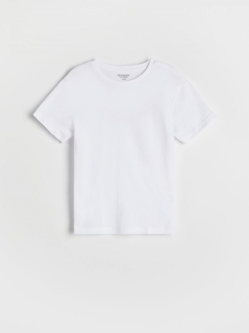 White Reserved Cotton Boys' T-shirts | YZNK-10723