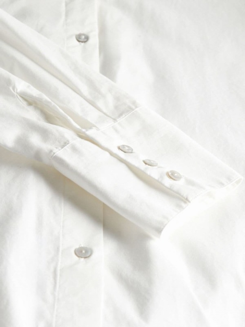 White Reserved Cotton Women's Shirts | NMJQ-46503